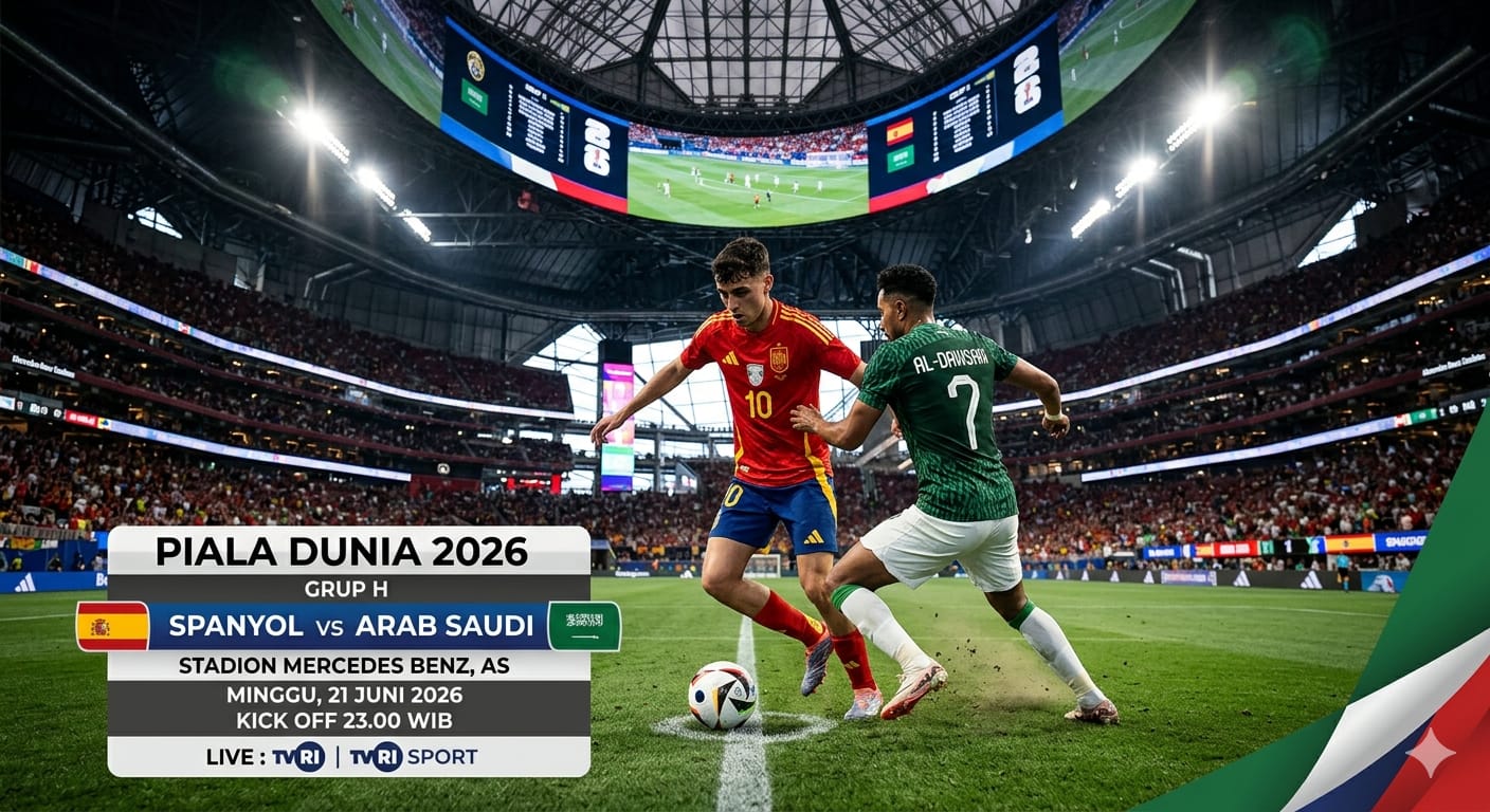 Jadwal Siaran Langsung dan Link Streaming Spanyol vs Arab Saudi: Live TVRI Minggu (21/6) Pukul 23.00 WIB