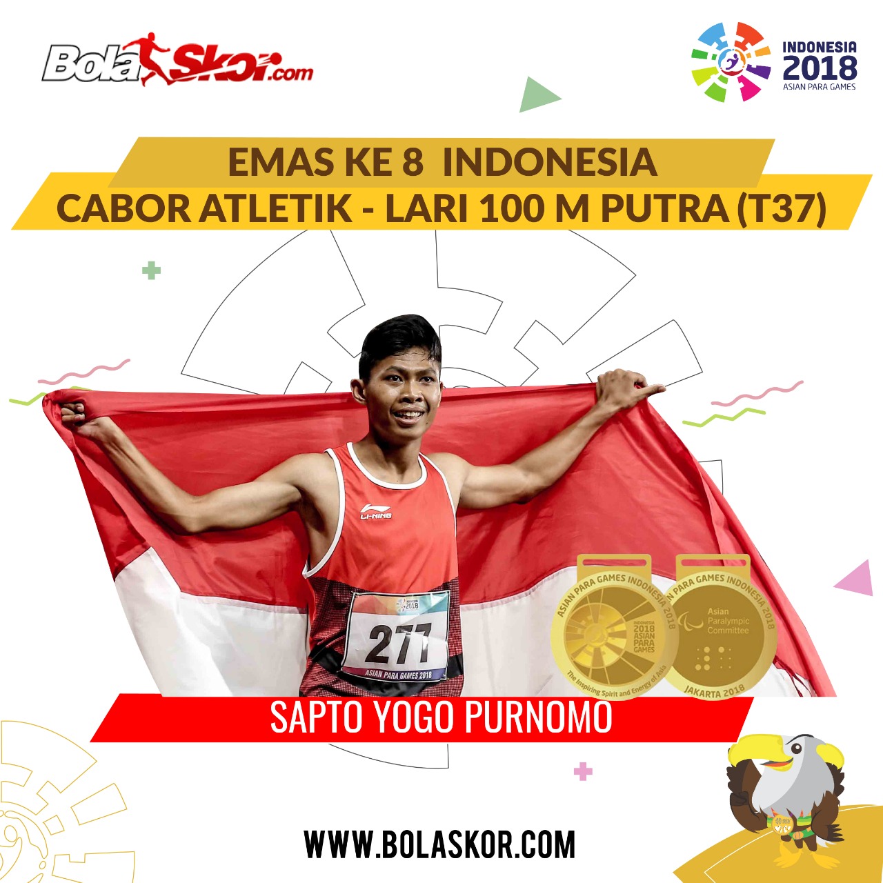 Sapto Yogo Purnomo Kembali Persembahkan Medali Emas Asian Para Games 2018 untuk Indonesia