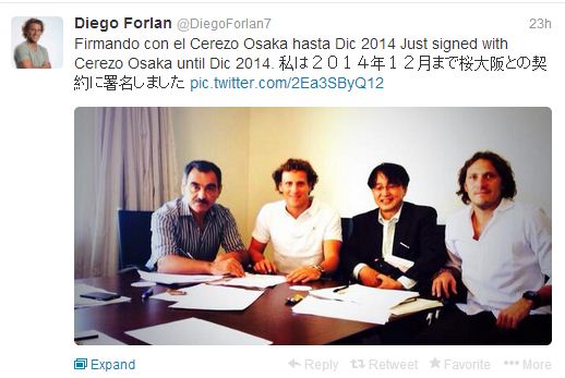 Cerezo Osaka Jadi Pelabuhan Baru Diego Forlan