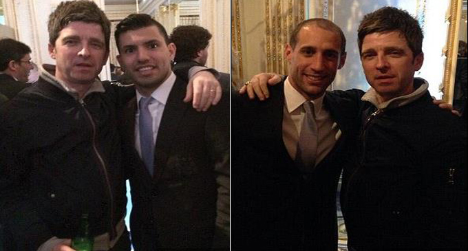 Pesta Juara, Aguero dan Zabaleta Foto Bareng Personil Oasis