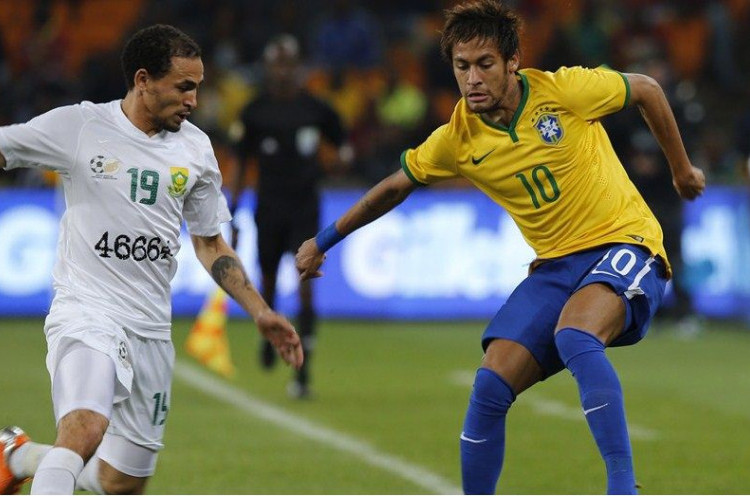 Neymar Tri Gol, Brasil Bantai Afrika Selatan<!--idunk-->Uji Coba Internasional